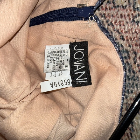 Jovani silver and Navy elegant dress with matching scarf - Picture 6 of 8